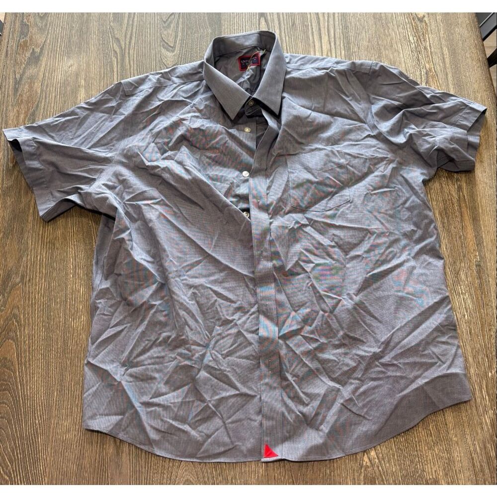 UNTUCKit Mens Button-Up Shirt Short Sleeve Wrinkle Free White/Navy Size XXL